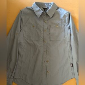 Womens XS Patagonia Roll Tab Long Sleeve Button Down Self-Guided Hike Shirt blue